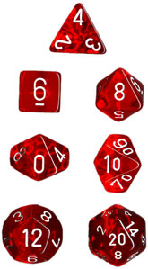 Translucent Poly Red/White 7-Die Set (revised)