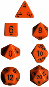 Opaque Polyhedral Orange/black 7-Die Set