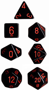 Opaque Polyhedral Black/red 7-Die Set