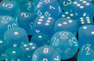 Frosted Polyhedral Carribean Blue/white 7-Die Set