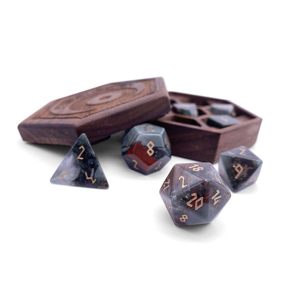 Bloodstone Piece RPG Set Gemstone Dice The Dragons Trove