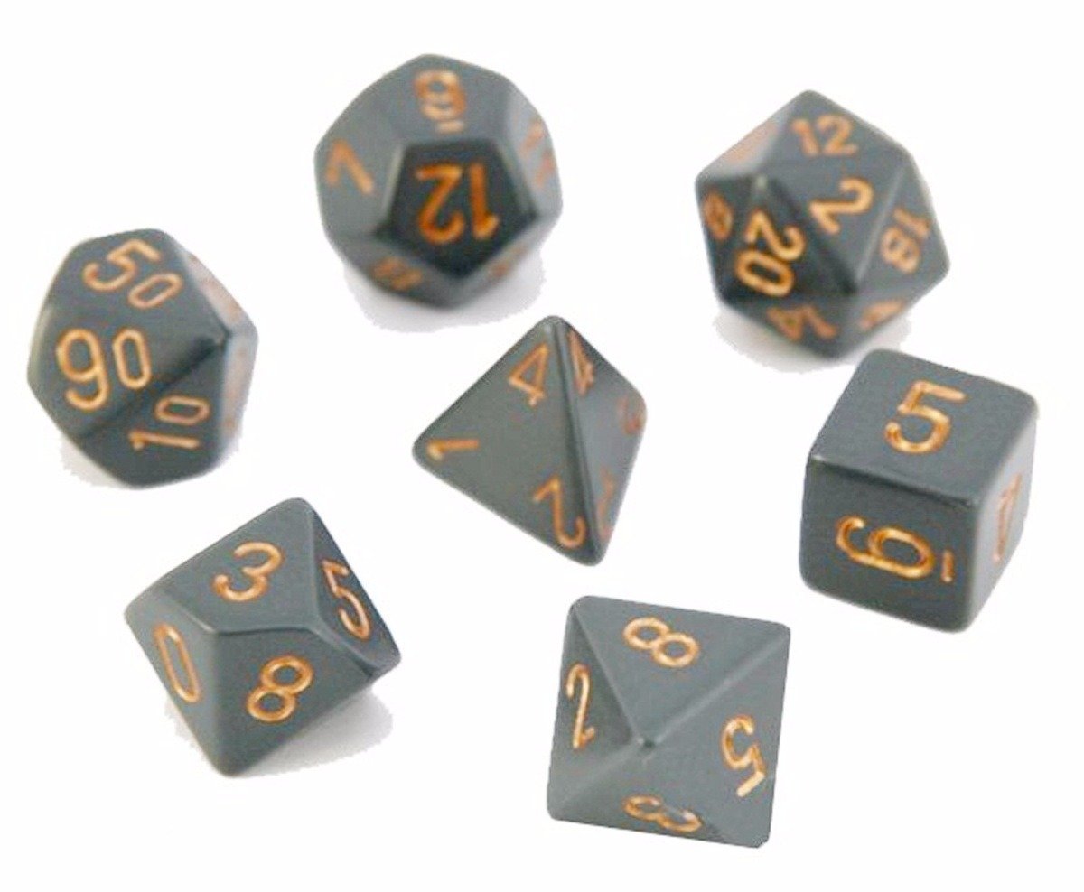 Opaque Polyhedral Dark Grey/Copper 7-Die Set