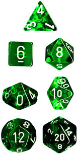 Translucent Poly Green/White 7-Die Set (revised)