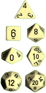 Opaque Polyhedral Ivory/black 7-Die Set