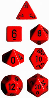 Opaque Polyhedral Red/black 7-Die Set