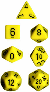 Opaque Polyhedral Yellow/black 7-Die Set