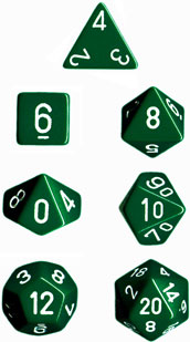 Opaque Polyhedral Green/white 7-Die Set