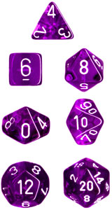 Translucent Poly Purple/white 7-Die Set (revised)