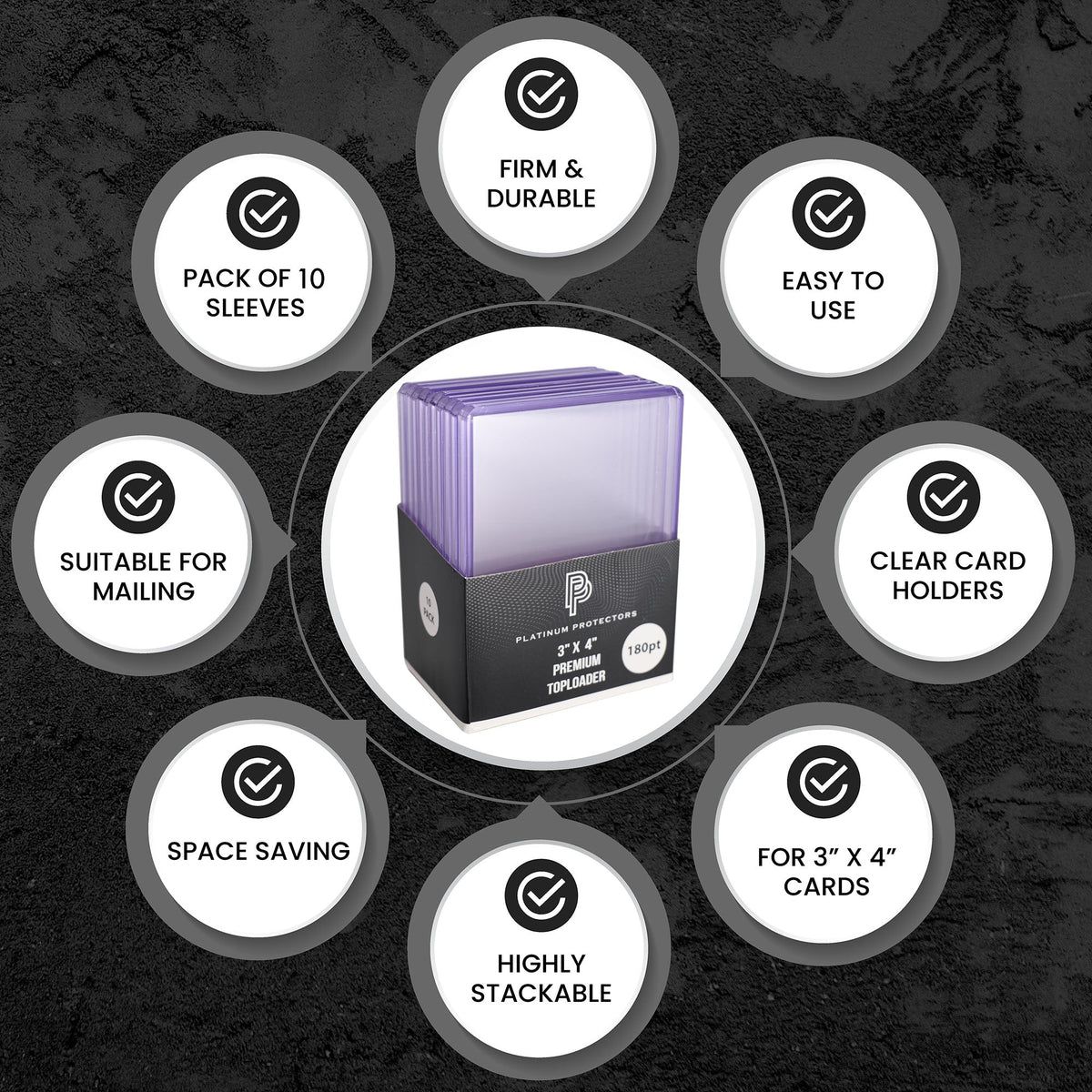 Platinum Protectors Premium Toploaders for Trading Cards - 180 pt