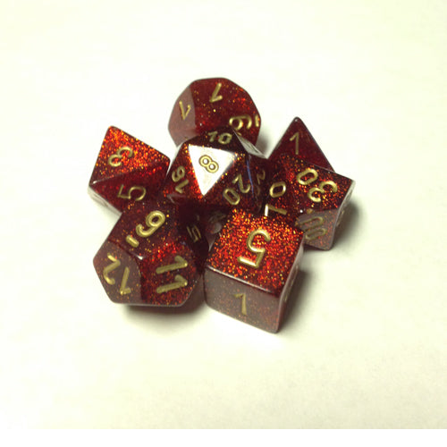 Glitter Polyhedral Ruby/Gold 7-Die Set