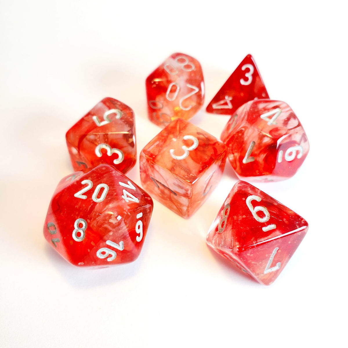 Nebula Polyhedral Luminary Red/Silver 7-Die Set