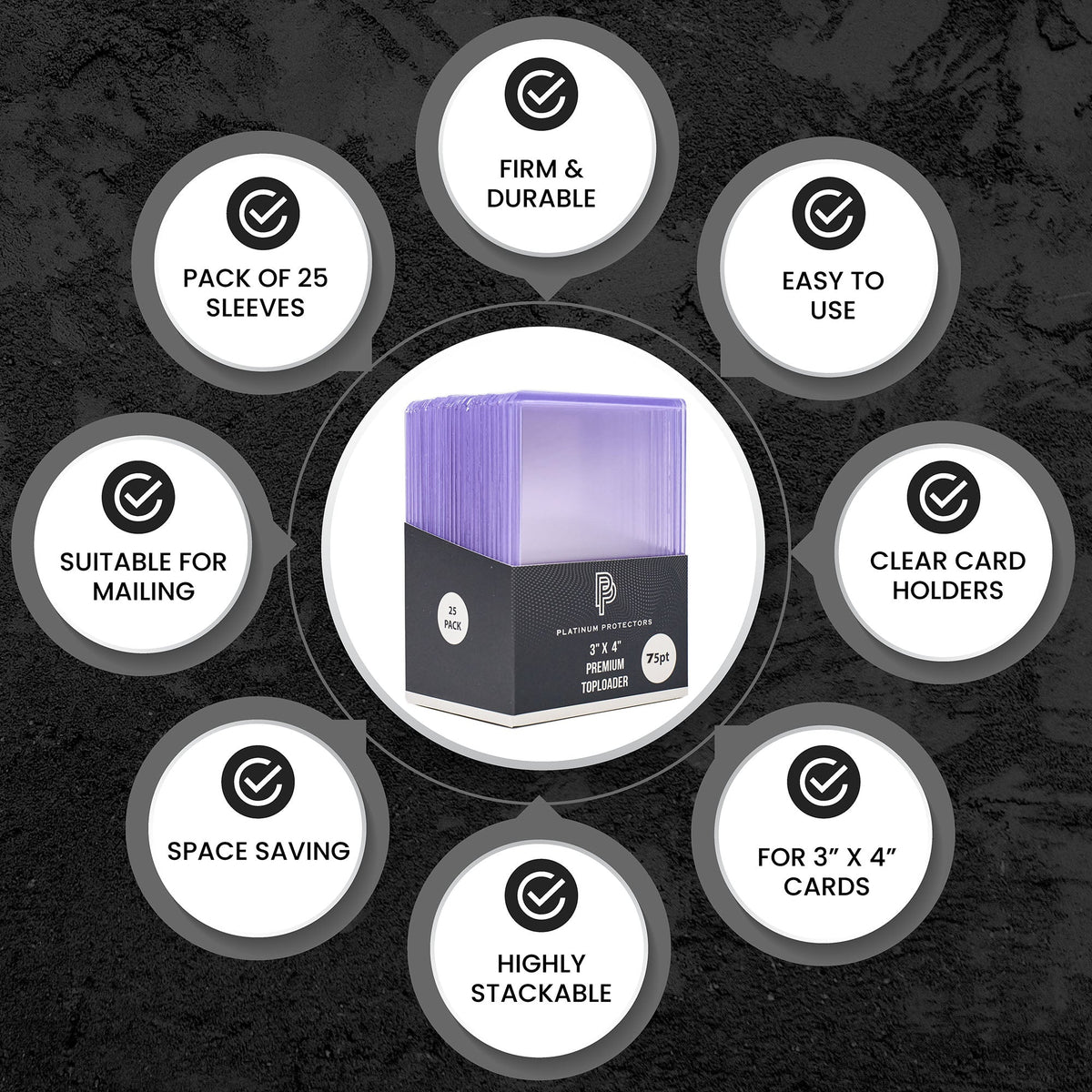 Platinum Protectors Premium Toploaders for Trading Cards - 75 pt