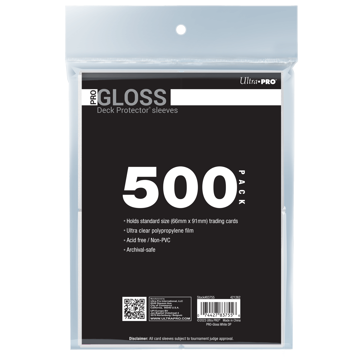 ultra pro card sleeves white PRO-Gloss Standard Deck Protector Sleeves Bundle (500ct) White