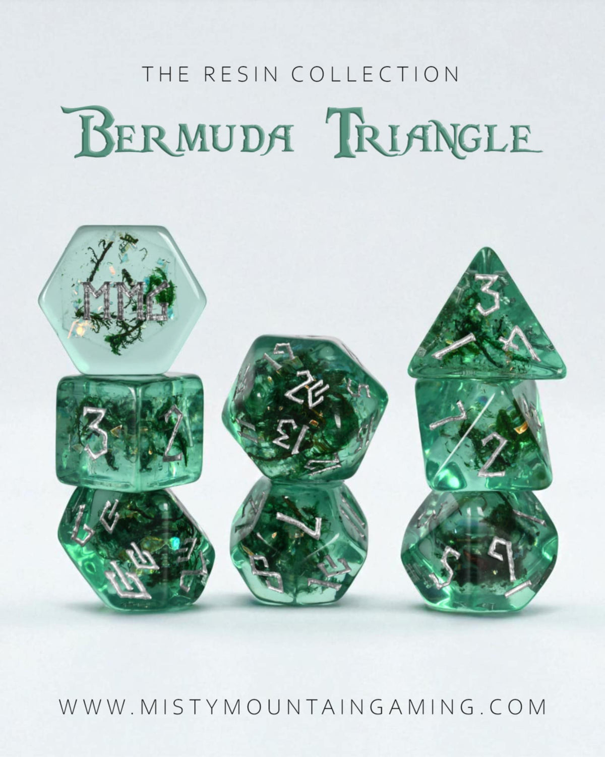 Bermuda Triangle 7-die Polyhedral Resin Dice Set