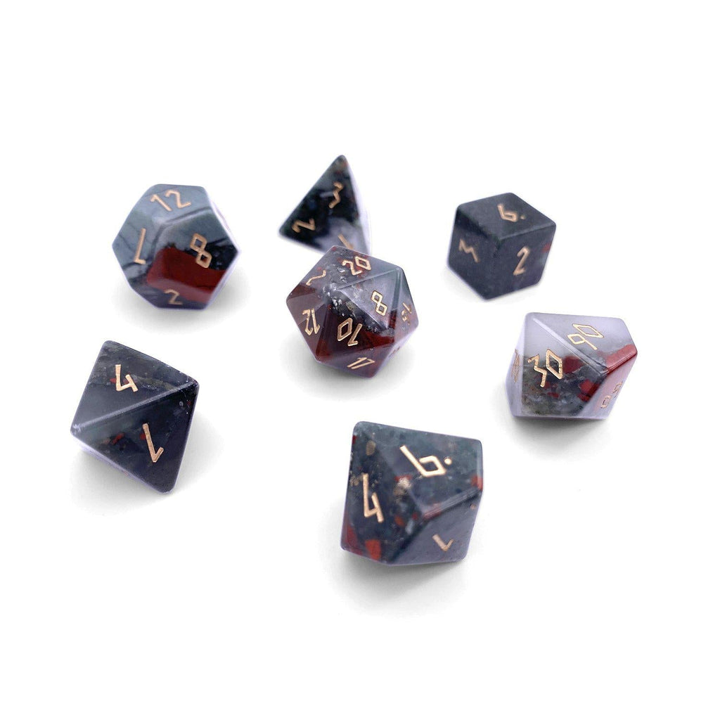 Bloodstone Piece RPG Set Gemstone Dice The Dragons Trove