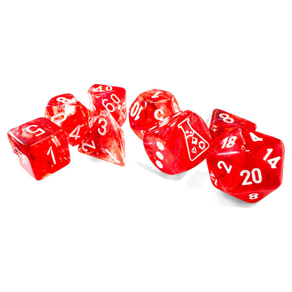 Lab Dice 9: Borealis Poly Passion/White  7-Die Set w/ bonus die