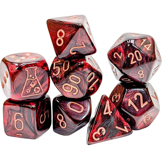 Lab Dice 10: Lustrous Poly Gothic/Copper  7-Die Set w/ bonus die