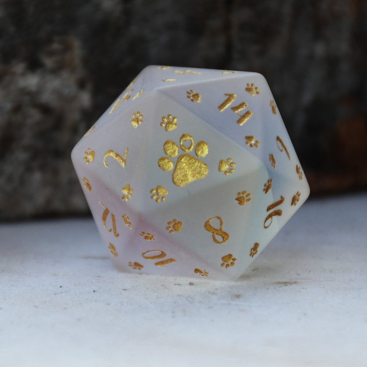 Puppy Paws Frosted Prism Glass Dice Set