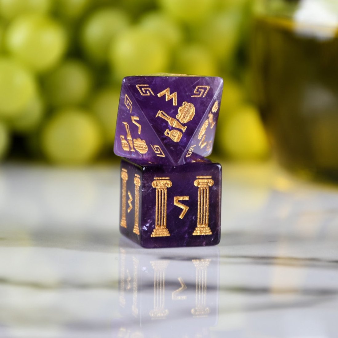 Greek Amethyst Stone Dice Set - Dice Around the World Collection