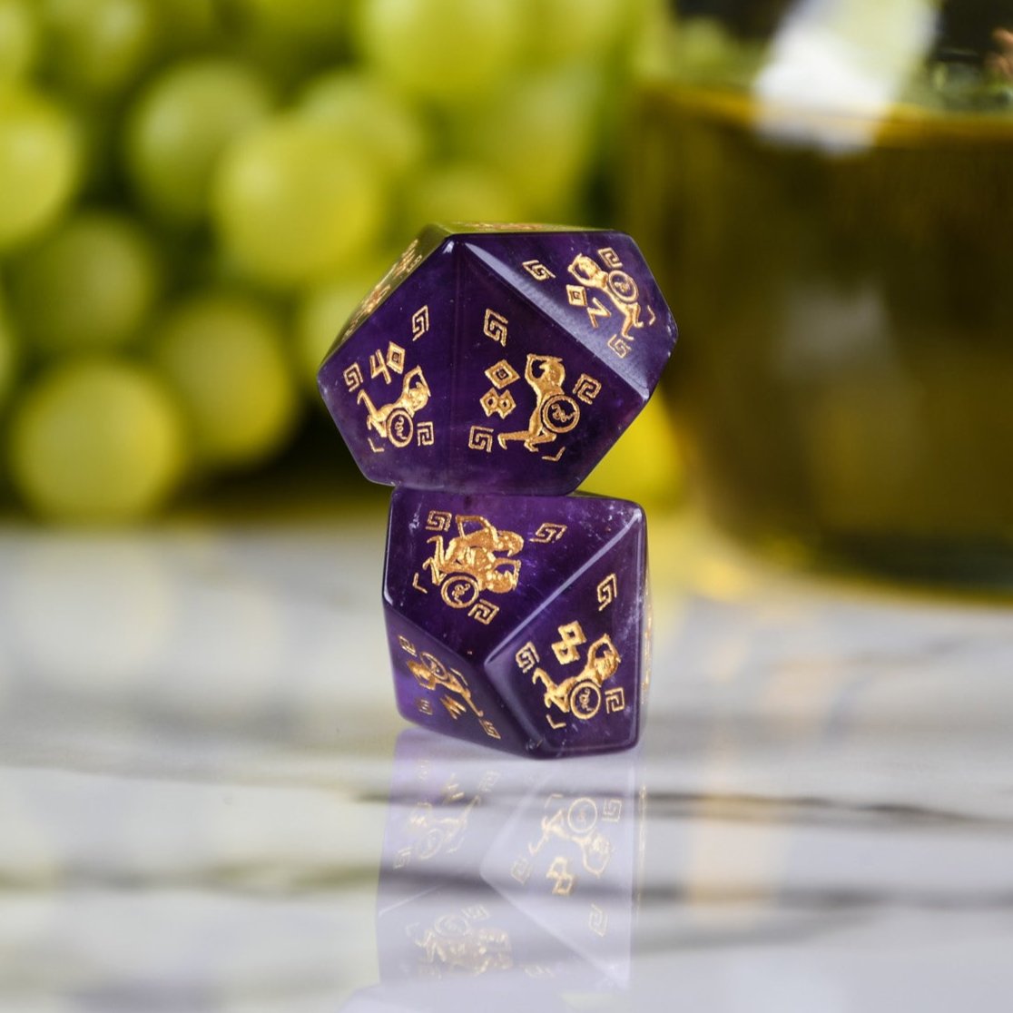 Greek Amethyst Stone Dice Set - Dice Around the World Collection
