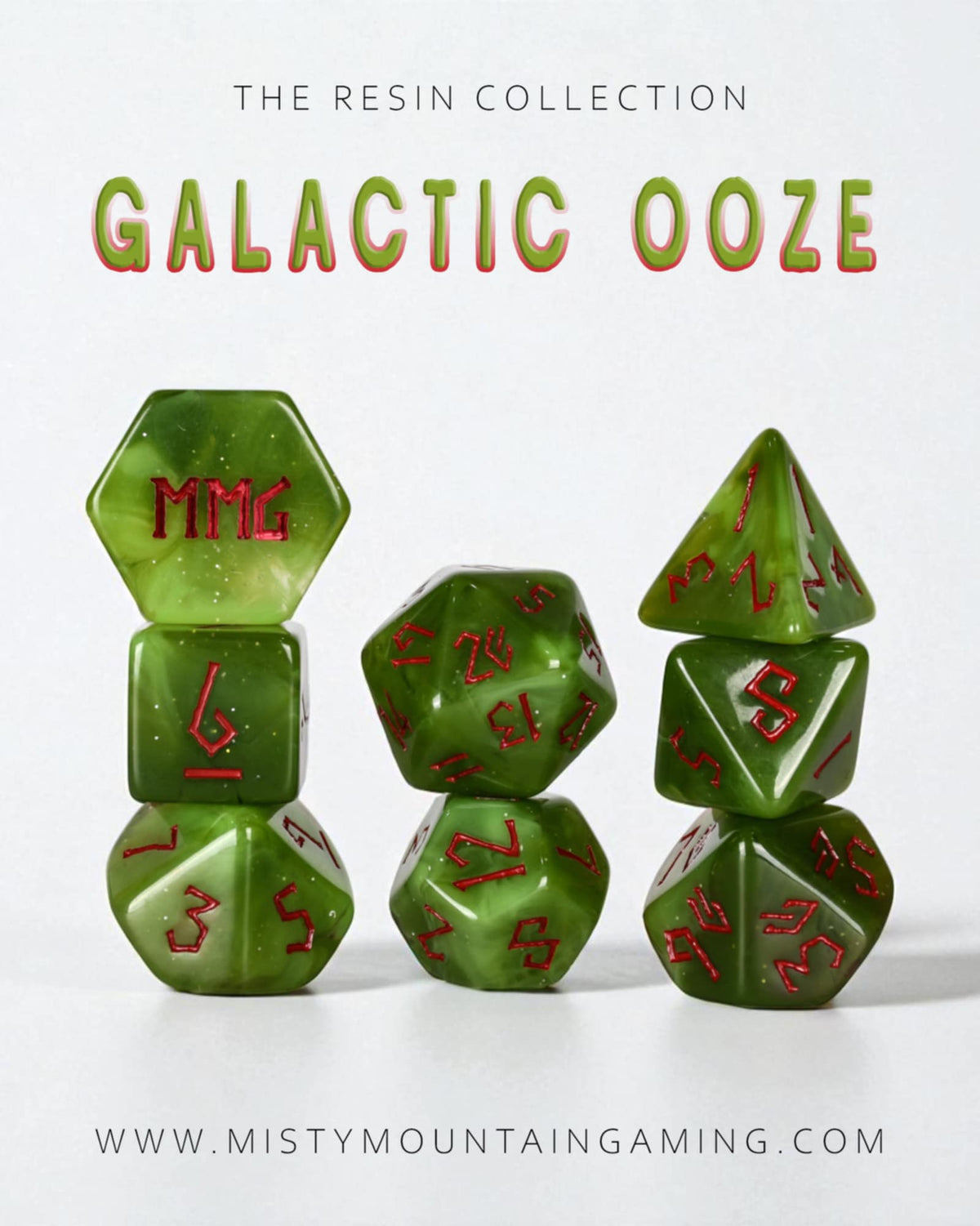 Galactic Ooze 7-die Polyhedral Resin Dice Set