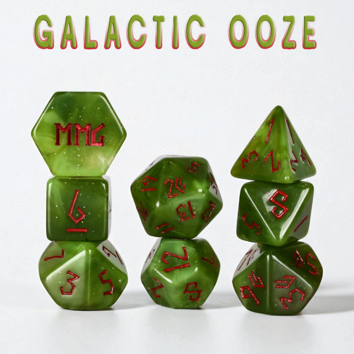 Galactic Ooze 7-die Polyhedral Resin Dice Set