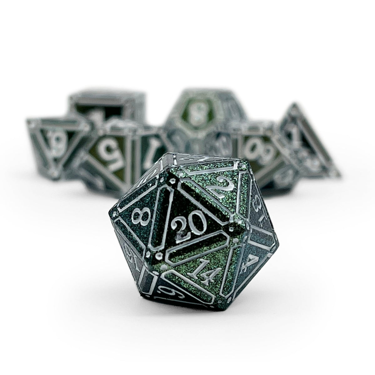 Ironworks - Necromancer Spellbook 7 Piece RPG set Alloy Metal Dice