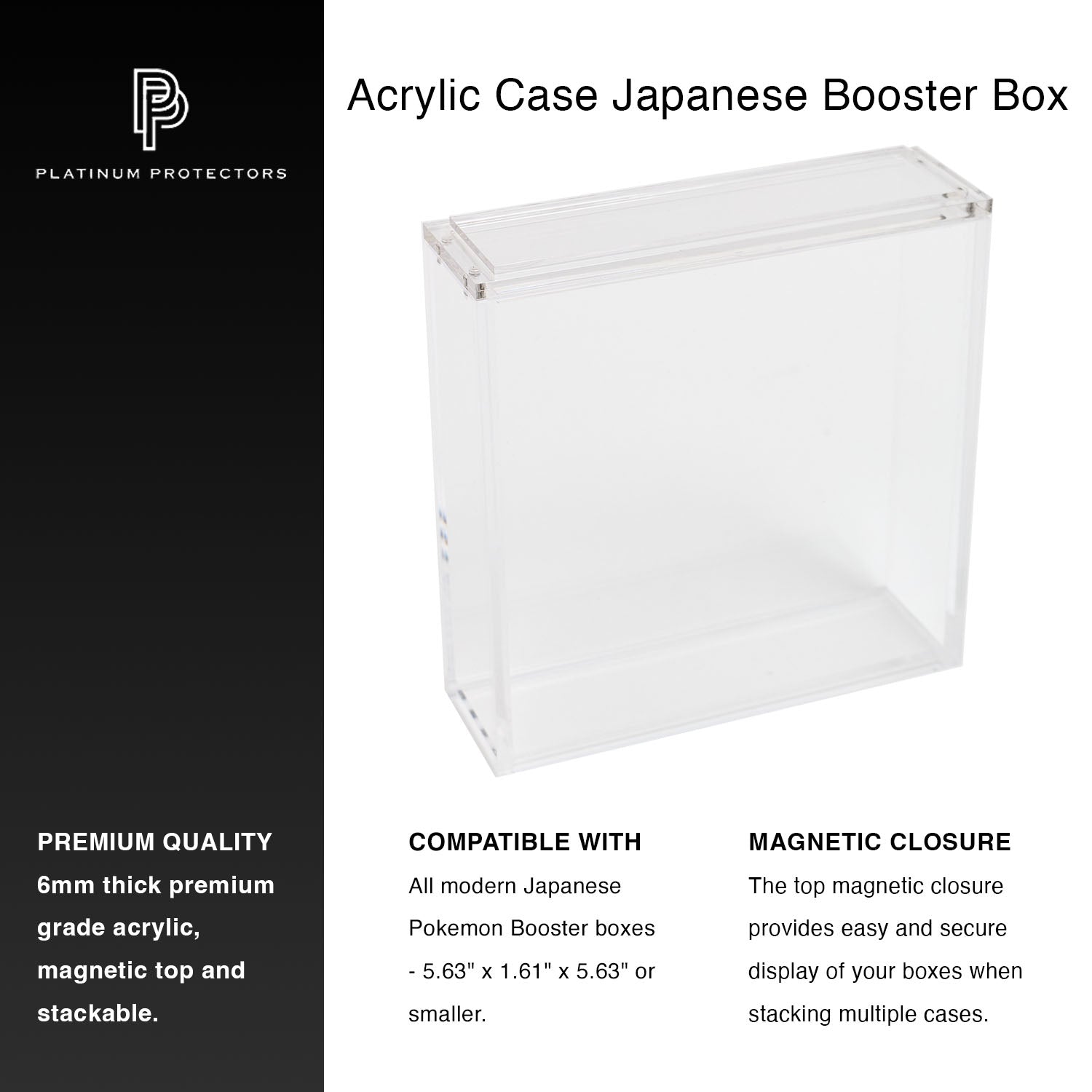 pokemon booster box acrylic case magnetic Premium Acrylic Case for Pokemon Japanese Booster Expansion Box (Large) with Magnetic Top
