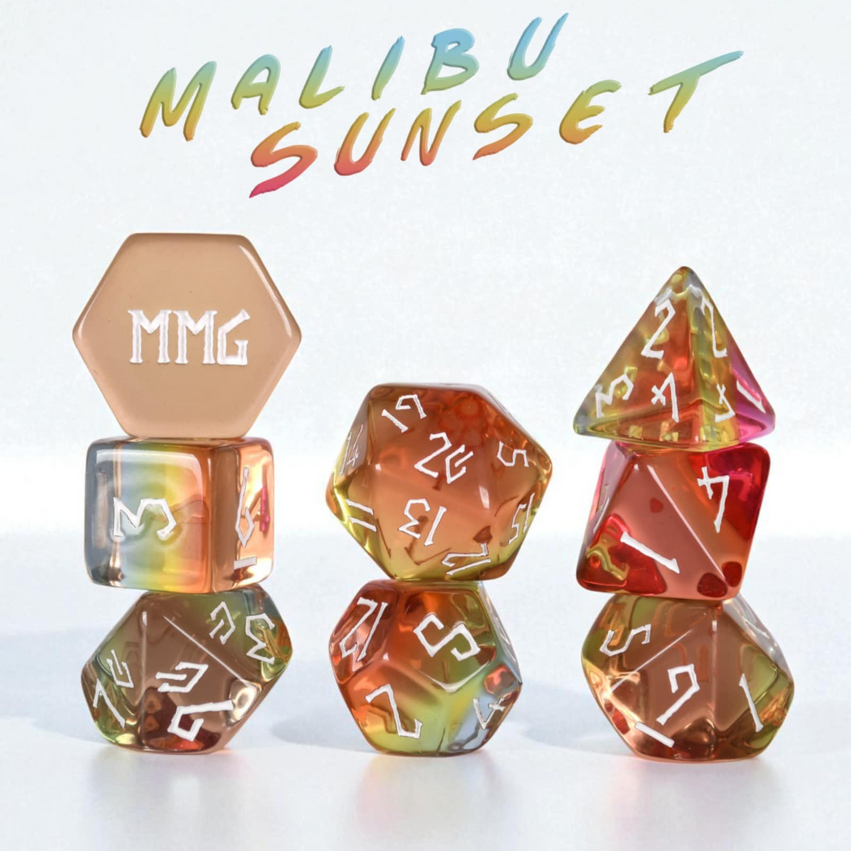 Malibu Sunset 7-die Polyhedral Resin Dice Set