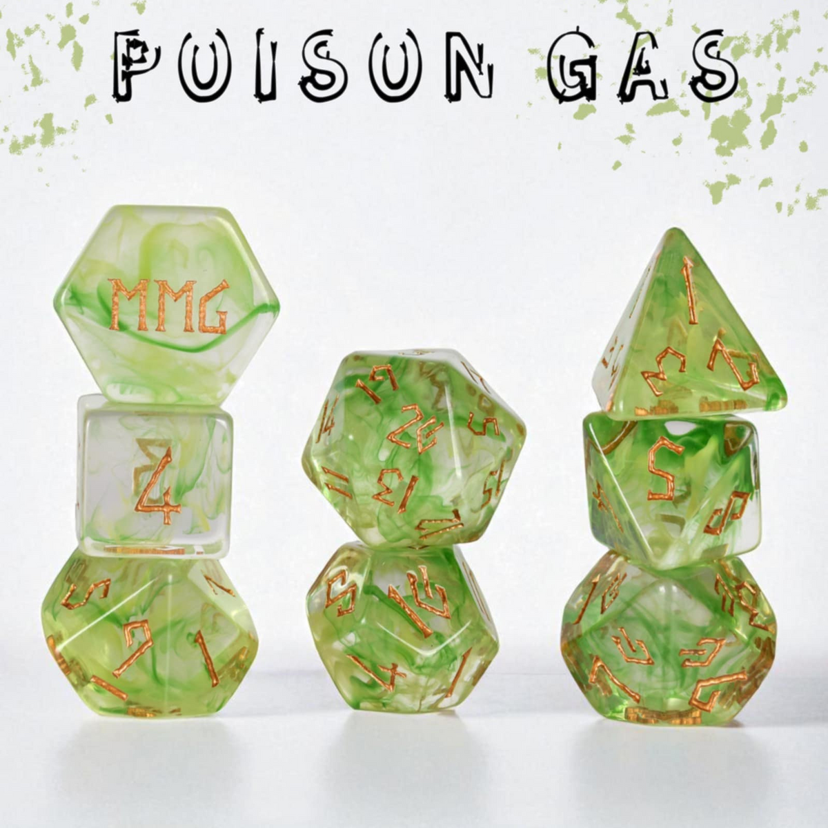 Poison Gas 7-die Polyhedral Resin Dice Set