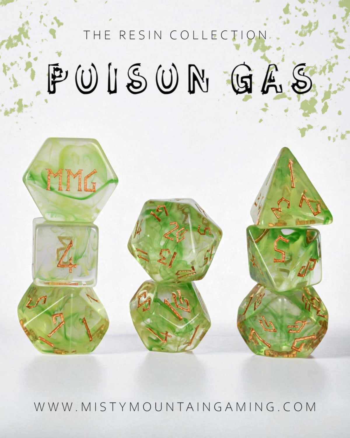 Poison Gas 7-die Polyhedral Resin Dice Set
