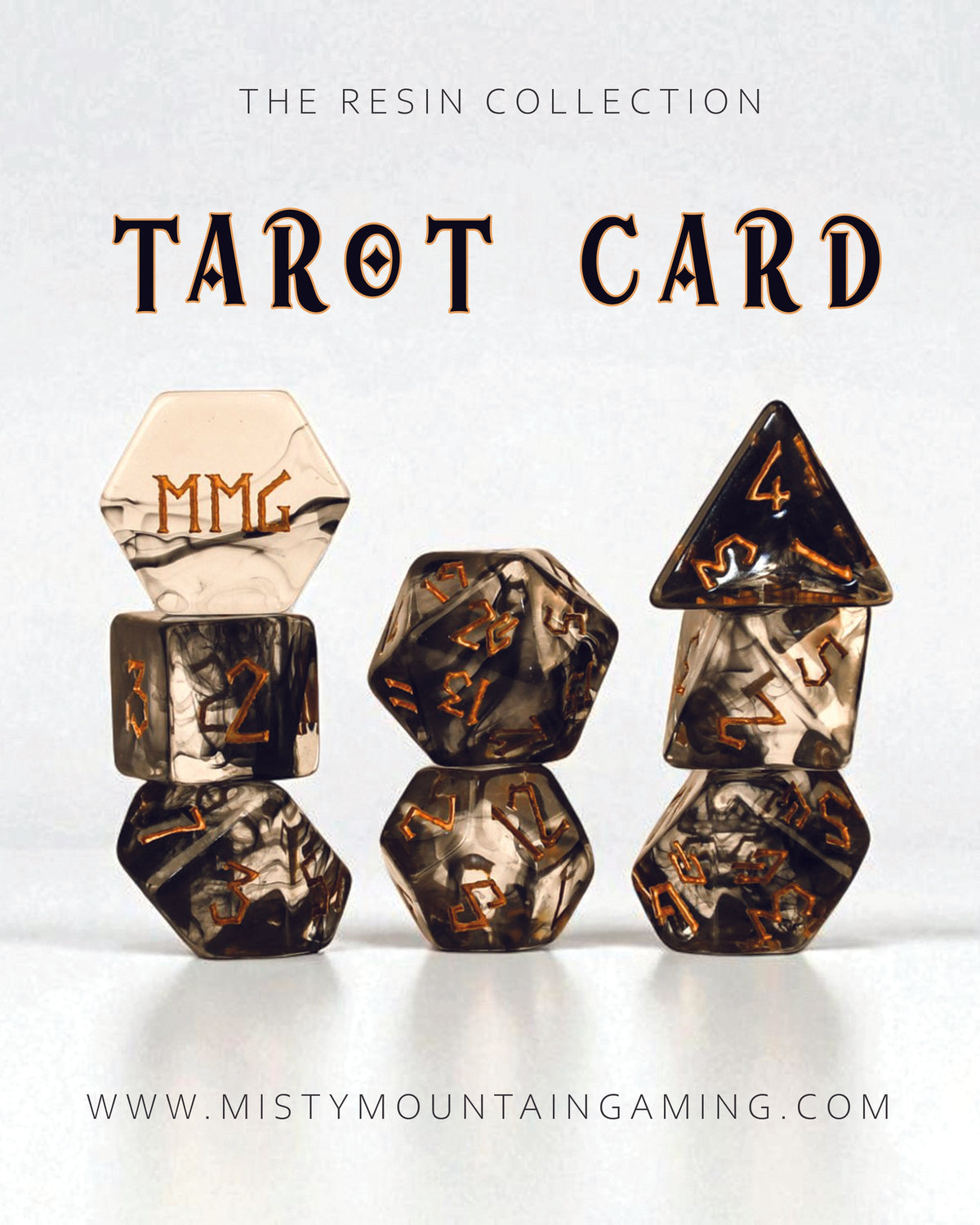 Tarot Card 7-die Polyhedral Resin Dice Set