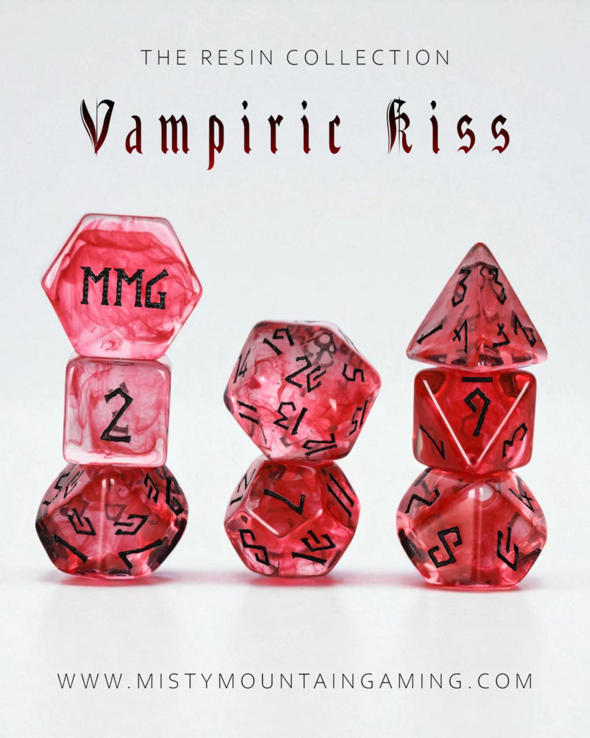 Vampiric Kiss 7-die Polyhedral Resin Dice Set