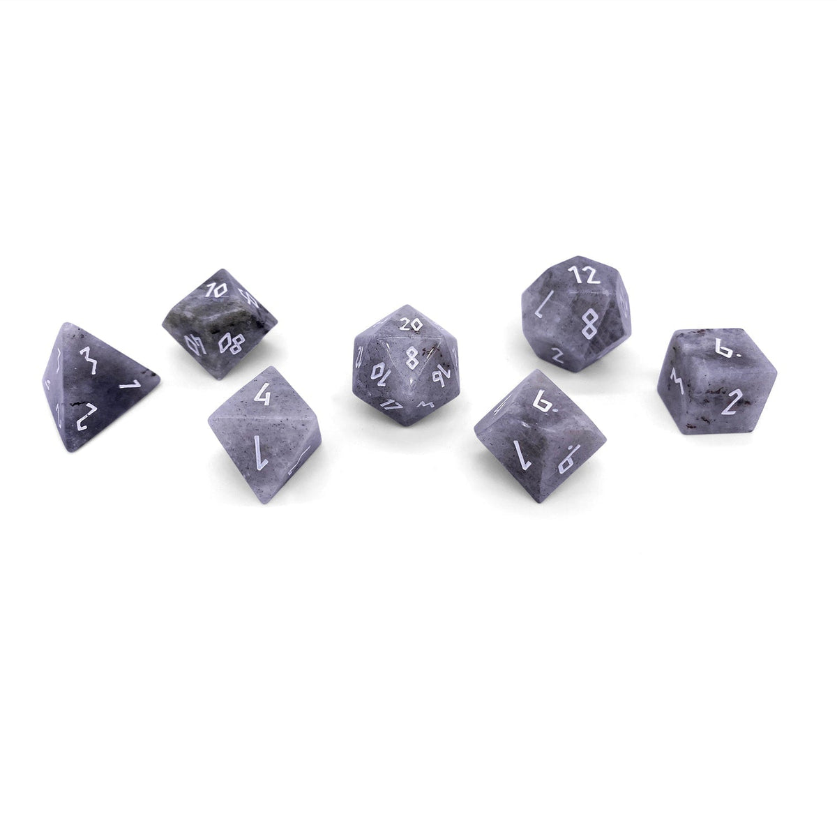 White Labradorite - 7 Piece RPG Set Gemstone Dice