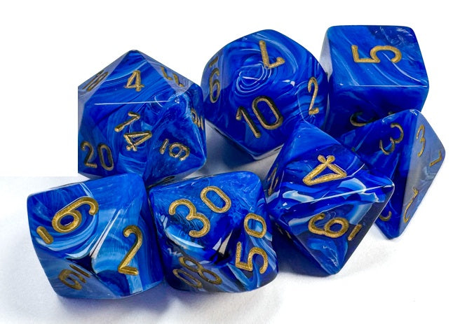 Vortex Dice Polyhedral Blue/Gold 7-Die Set