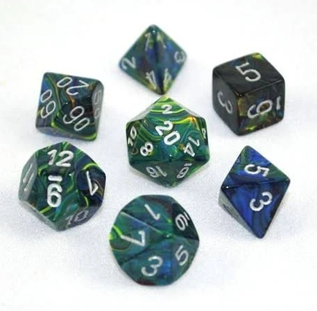 Festive Polyhedral Green/Silver 7-Die Set