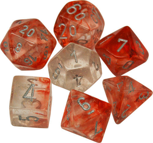 Lab Dice 2: Nebula Polyhedral Luminary Red/Silver 7-Die Set