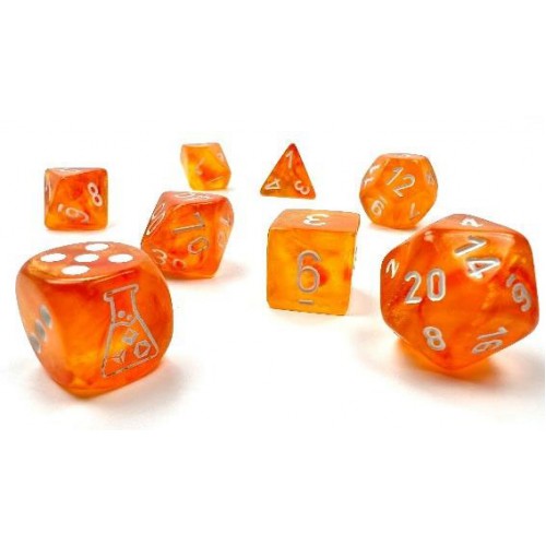Lab Dice 6: Borealis Poly Blood Orange/White Luminary