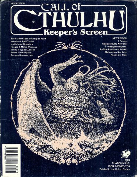 Call of Cthulhu 3rd Edition Keeper's Screen