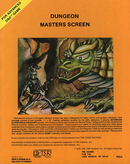 AD&amp;D 1st edition Dungeon Masters Screen (6th print)