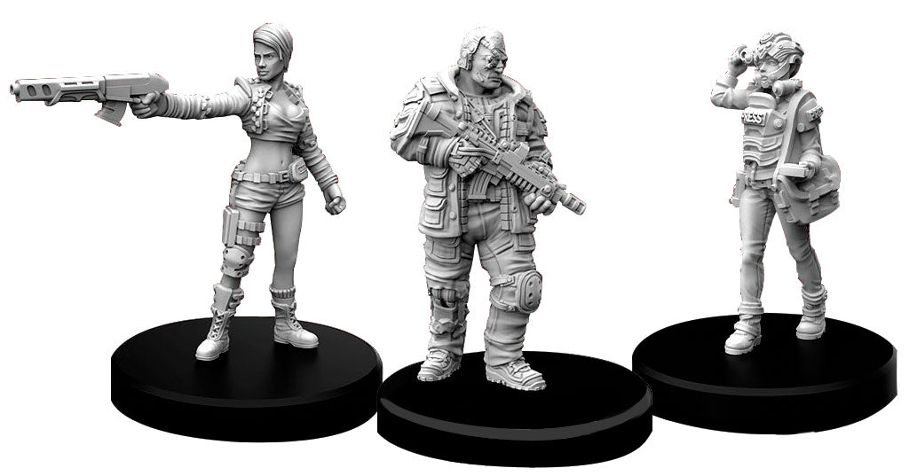 Edgerunners D miniatures - Solo, Nomad & Media (Cyberpunk Red)