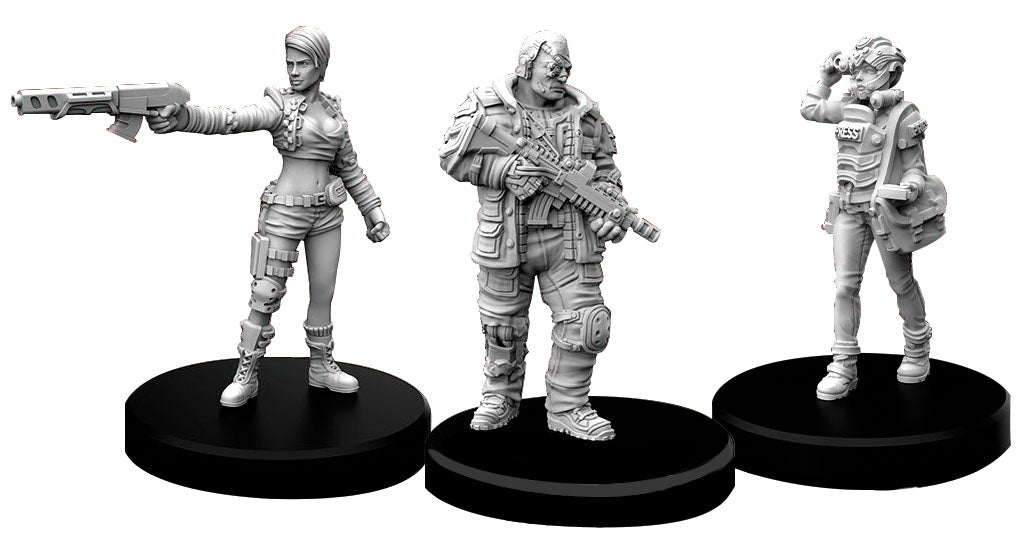 Edgerunners D miniatures - Solo, Nomad &amp; Media (Cyberpunk Red)