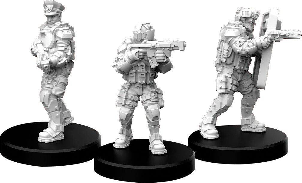 Lawmen A miniatures - Trooper, Sergeant &amp; Riot Trooper (Cyberpunk Red)