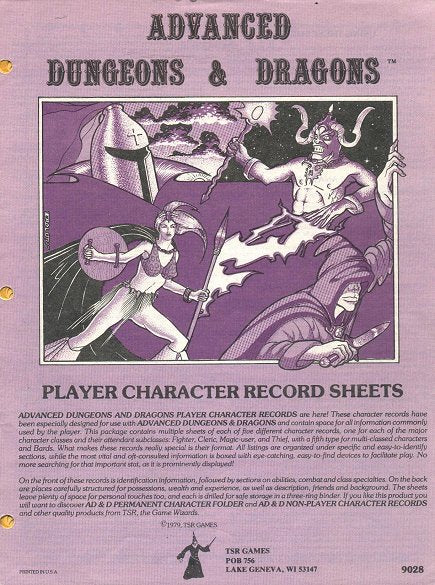 AD&amp;D Player Character Record Sheets