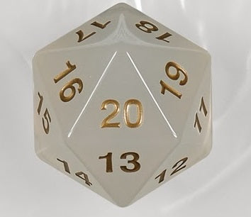 55mm Transparent D20 (Pearl w/ Gold) Spin-Down Die